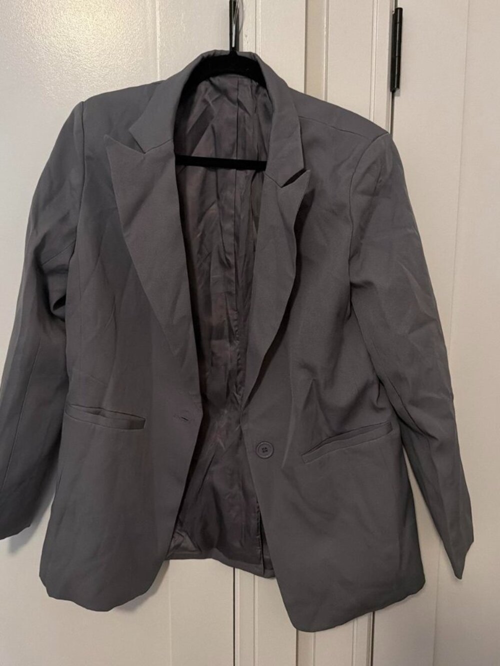 Gray blazer with a relaxed fit